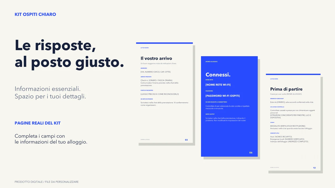 Anteprima del prodotto BusinessFT: i testi sono modelli da adattare, non messaggi inviati automaticamente.